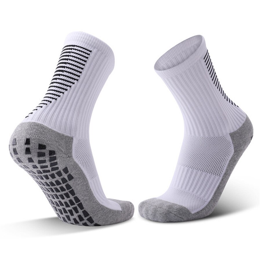 Calcetines antideslizantes de fútbol profesionales, transpirables, para baloncesto, fitness, gimnasio, circulación, adultos: WHITE
