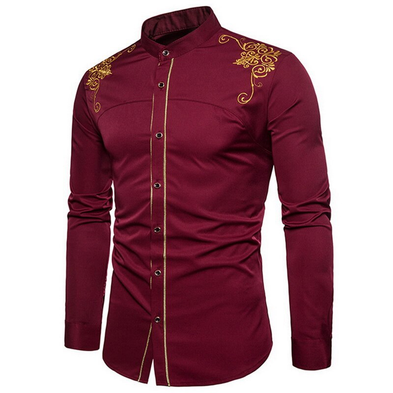 CYSINCOS hommes chemises formelles à manches longues Chemise hommes discothèque scène Chemise Homme brillant métallicl chemises de grande taille 2XL