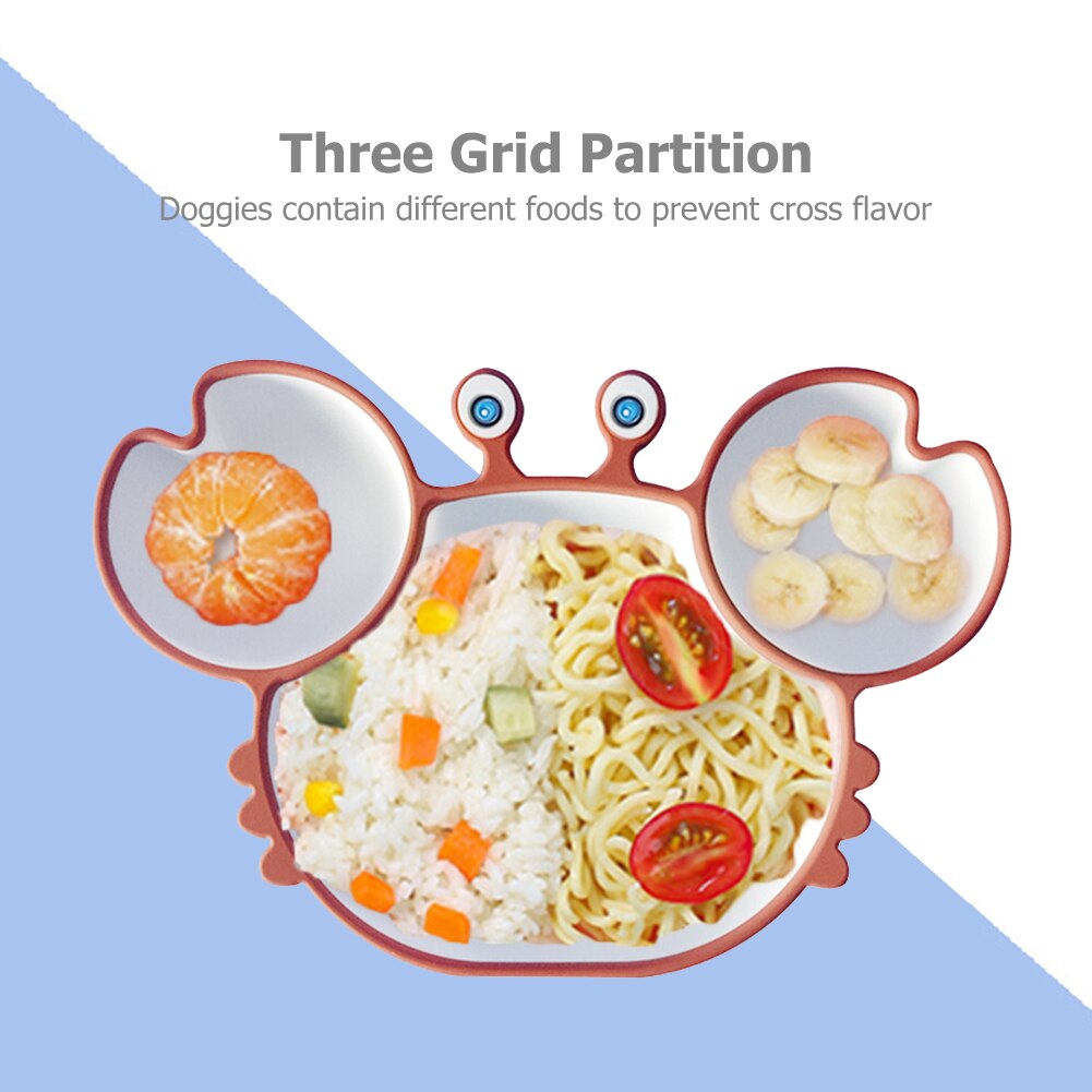 Baby Kommen Borden Babyvoeding Siliconen Zuig Feeding Servies Antislip Baby Gerechten Krab Voedsel Voeden Kom Voor kids: Brown