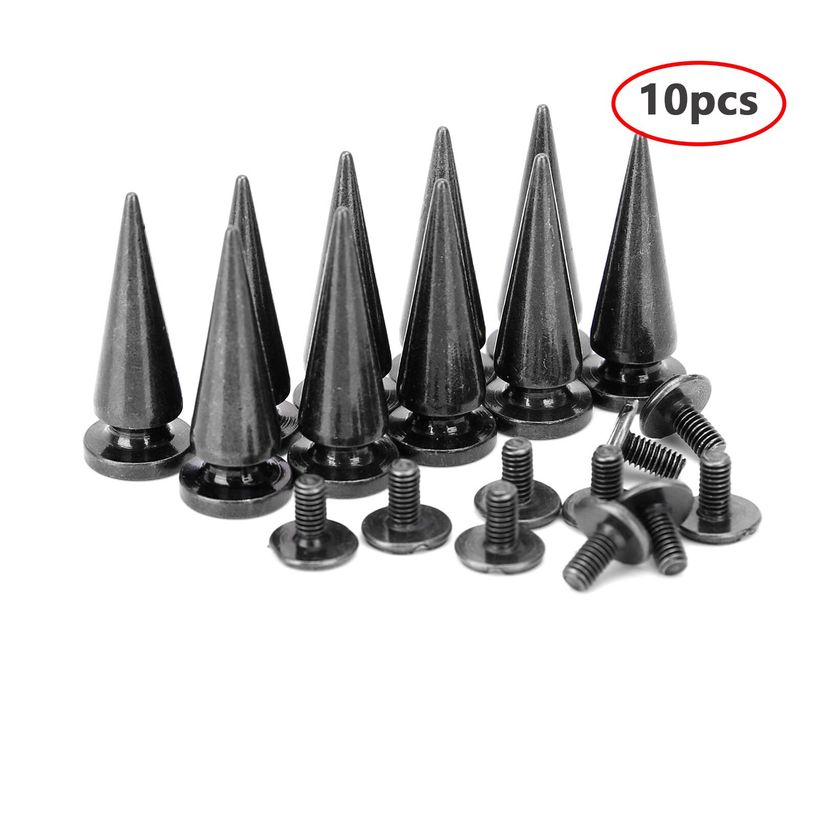 Rivets et pointes en cuir, 10x26MM, artisanat, Punk, Cool, pour vêtements, sac, chaussures, bricolage: Black