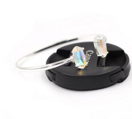 Cristal jóias dichroic cristal pulseira pulseira moda grande manguito bangle para mulher: SILVER AB