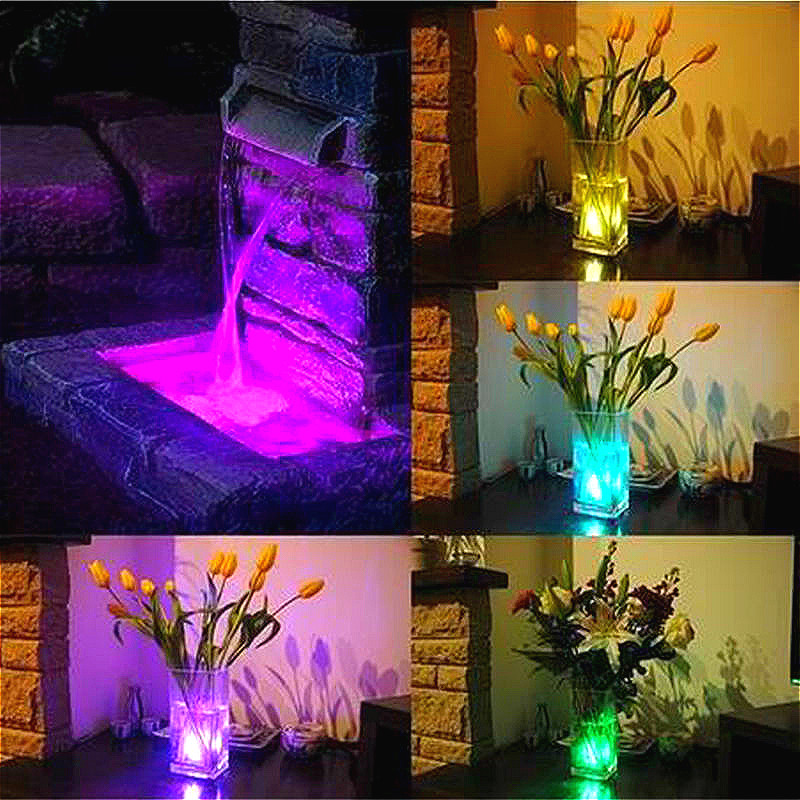 Battery Operated Led Remote Controlled RGB Submersible Lights wireless Underwater Lamp Waterproof vase bowls aquarium decoration
