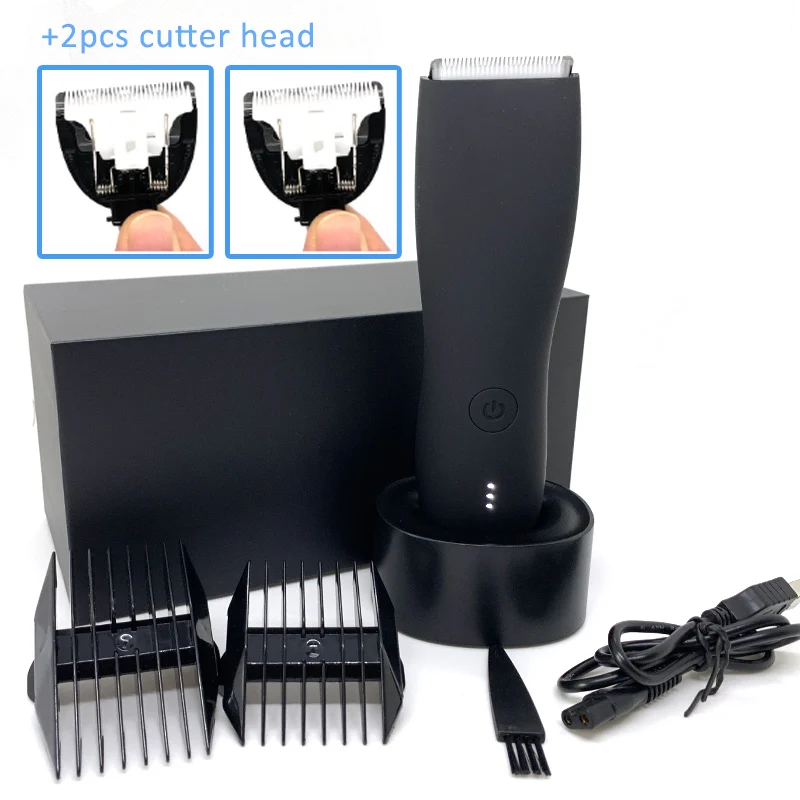 Máquina de corte de cabelo profissional aparador de barba barbeador elétrico para corpo adulto barbear ipx7 à prova dwaterproof água segurança navalha clipper: Preto