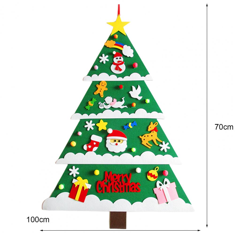 1 Set Felt Christmas Tree with Decoration Accessories Easy to Stick Detachable DIY Felt Christmas Tree Set for Kids