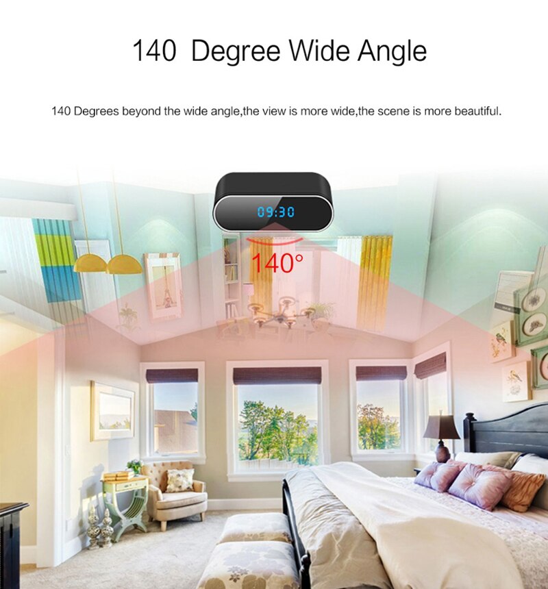Bærbart ur kamera wifi 1080p videokamera digital tidsur alarm  p2p ip sikkerhed ir nattesyn bevægelsessensor fjernmonitor