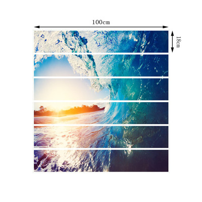 6pcs/13pcs Sea Rolling Waves Stairs 3D Stickers Peel And Sticker Home Decor Stairs Decal DIY Landscape Corridor Staircase Murals: 6 pieces