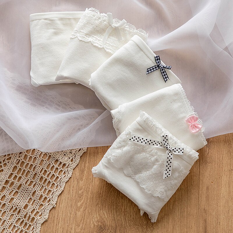 Nuovo intimo 5 pz/borsa nuovo cotone bella vita media slip mutandine ragazza bianco adolescenti intimi studenti l-xl