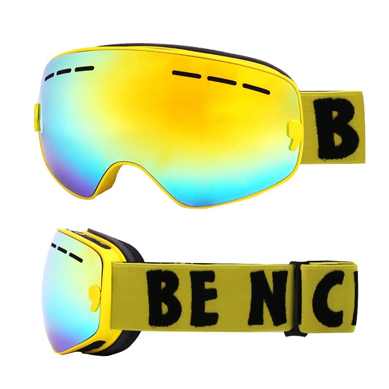 Kinderskibrillen met dubbele laag,  uv 400 anti-condens skibrillen, sneeuwskiën, snowboarden, skateboarden, skibrillen voor jongens, meisjes en tieners: Goudgeel