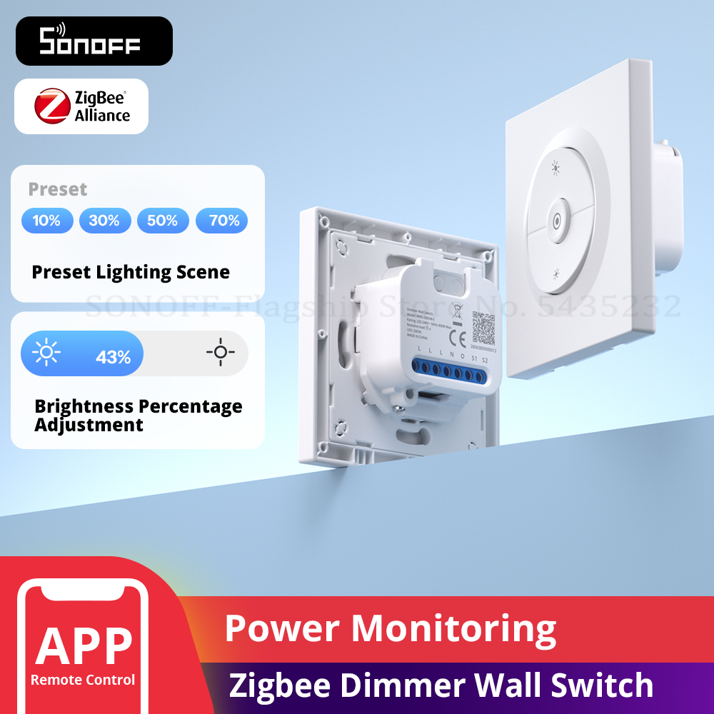 Sonoff mini-zbdim-e zigbee lysdæmper vægafbryder orb-zbdim intelligent flimmerfri dæmpning omfattende elektrisk sikkerhedssystem
