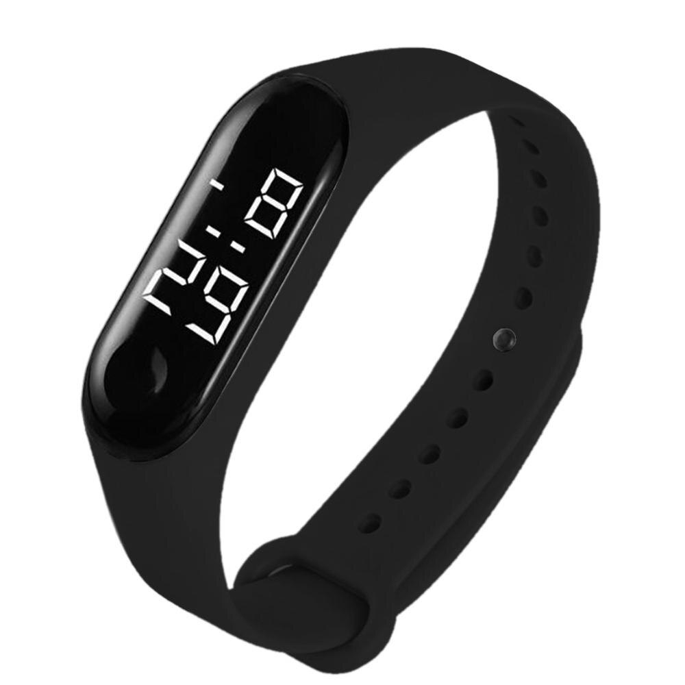 Relojes con Sensor táctil electrónico para hombre y mujer, pulsera con LED, resistente al agua, para deportes electrónicos, de natación para amantes de los estudiantes, con caja de PP: Negro