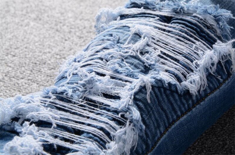 Kimsere hi street ripped biker jeans ødelagt motorcykel denim bukser streetwear jean bukser plus størrelse 28-42
