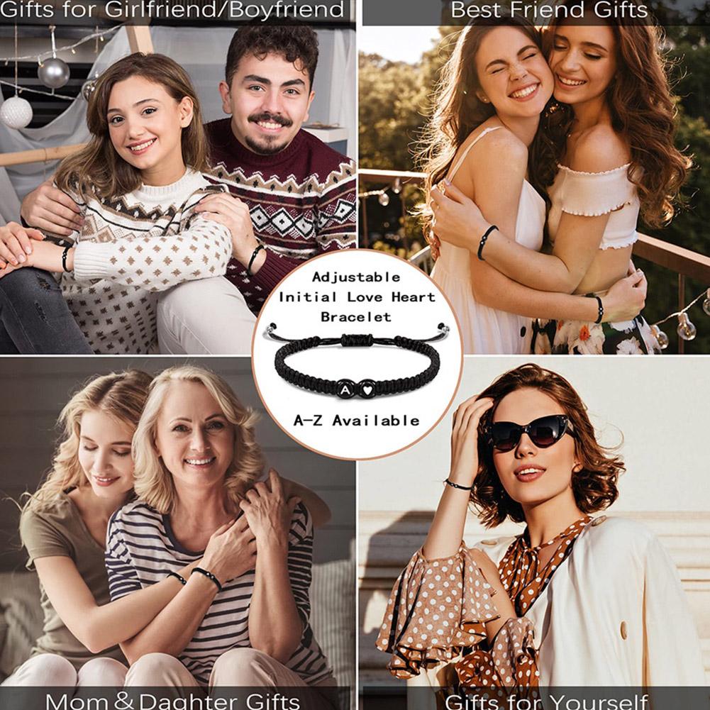 Buchstabe Initiale Herzschnur Armbinde Handseil gewebtes Armbinde Freundin Armbinde Paar Armbinde A-Z Name geflochtene Armbänder