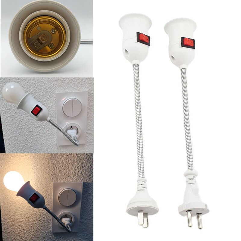 Portalámparas con enchufe E27, con interruptor, enchufe europeo y estadounidense, ahorro de energía, Base LED para lámpara de mesa