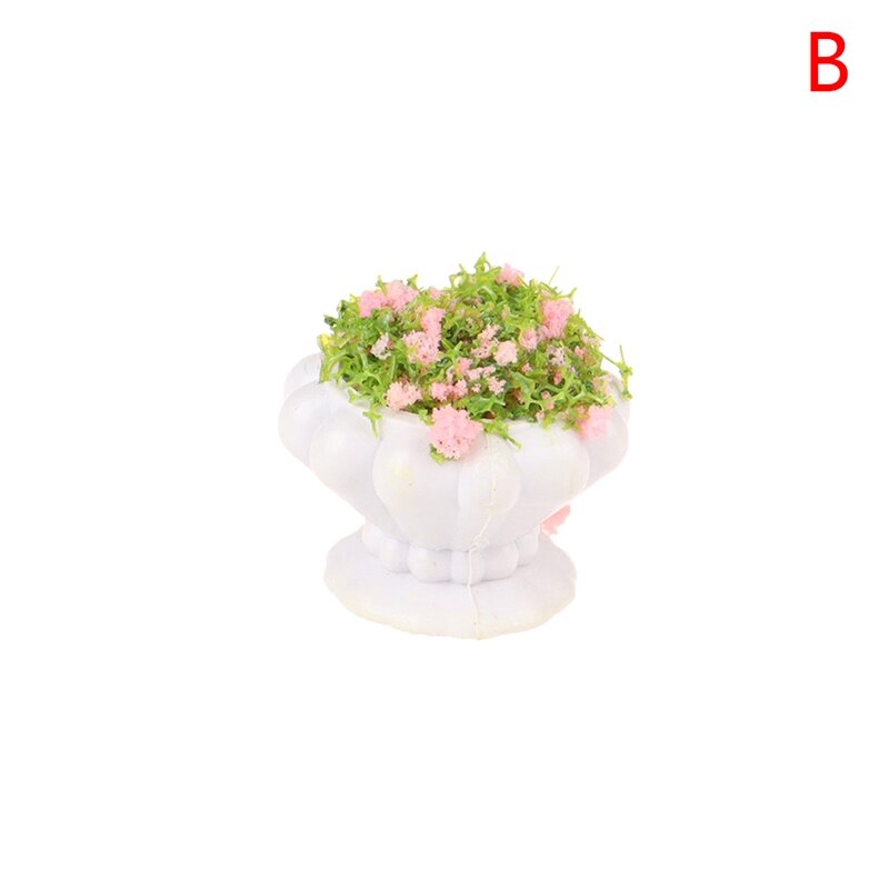 1:12 Dollhouse Miniature Green Plant In Pot Model Garden Decor Accessories Simulation Furniture Toys: B