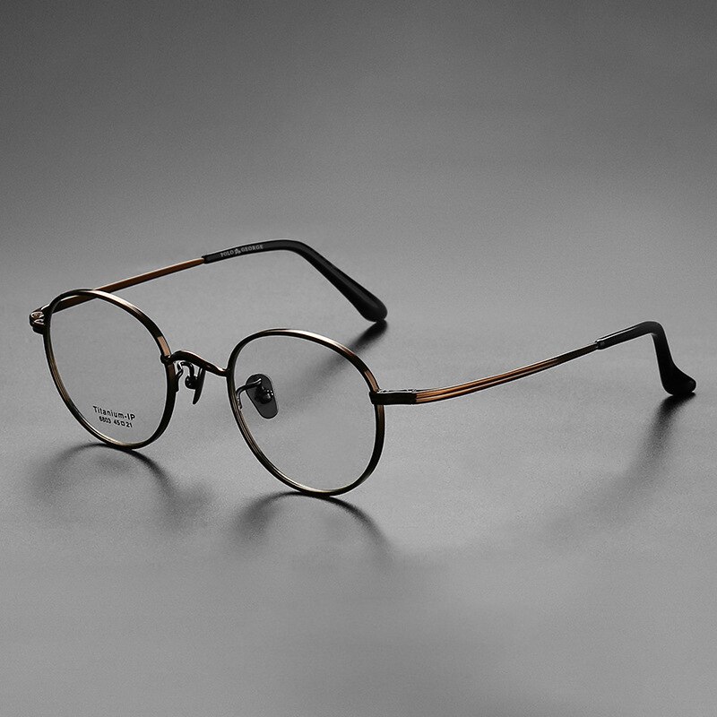 Titanium briller super lette runde brillerammer nærsynethed hyperopi receptpligtige briller høje briller: C05
