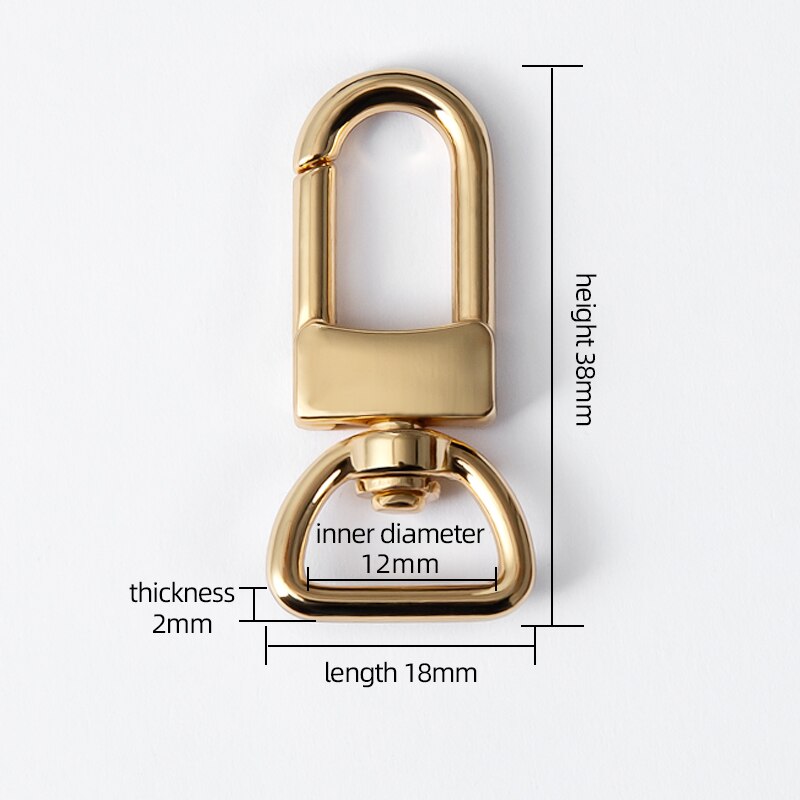 WUTA D Tail Hook Buckle D Ring Lobster Clasp Metal Roller Pin Buckle DIY Accessories for LV Bag Strap Belt Dog Collar 1 Piece: D Hook-Gold 12mm