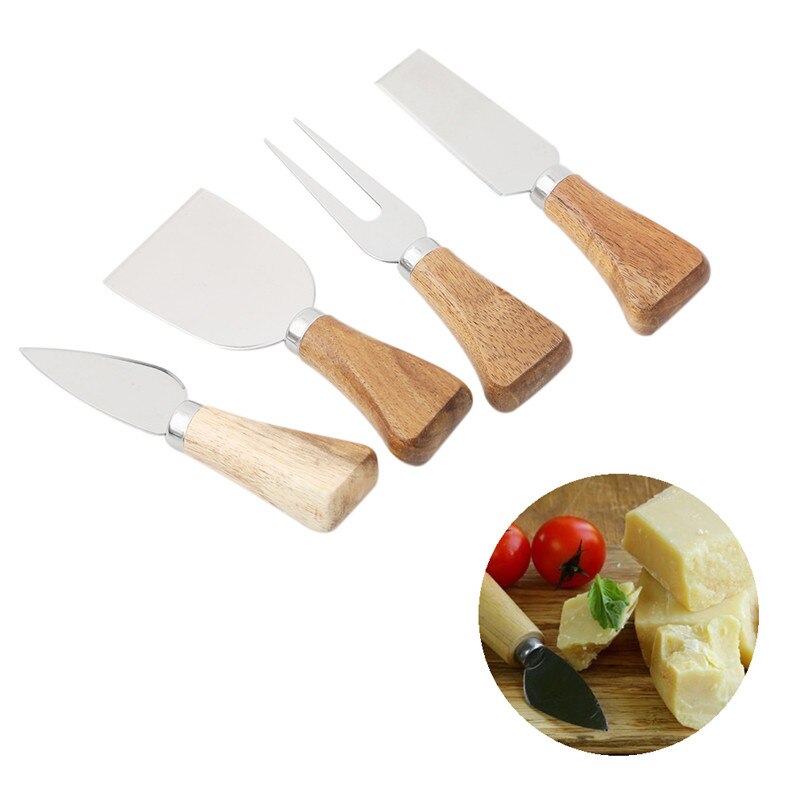 4 Pcs Baking Tool Cheese Slicer Wood Handle Cheese Cutter Set Collection Cheese Cutter Kit