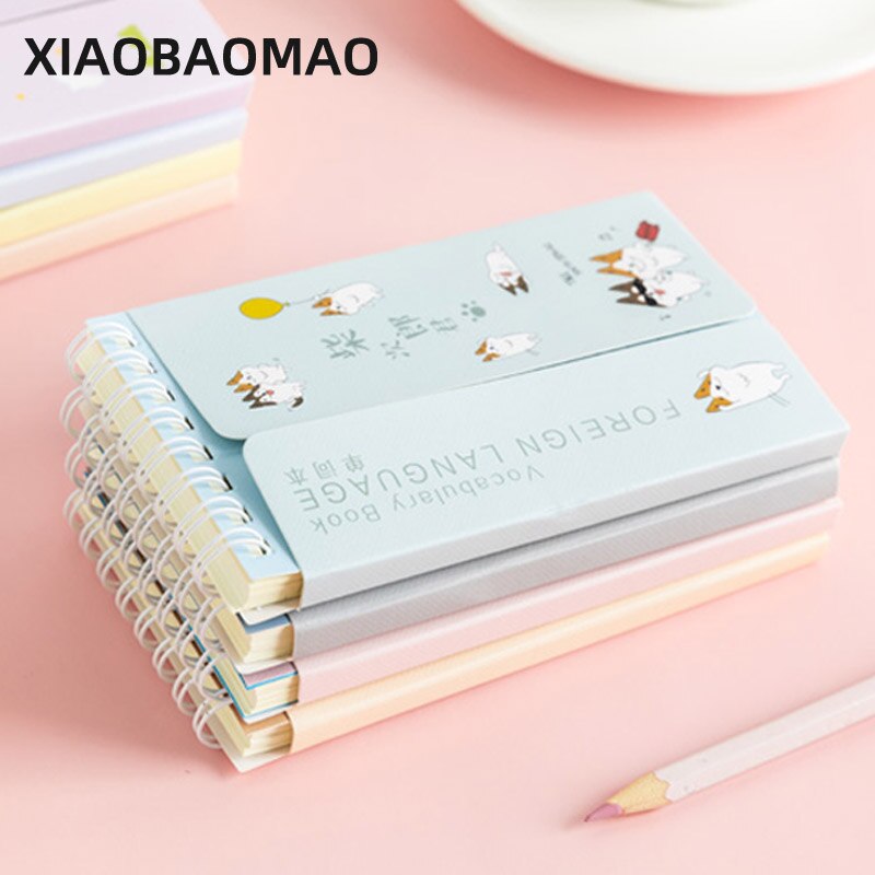 4PC Kawaii Foreign English Words Language Vocabulary Notebook Study Writing Reciting Book Planner Escolar Papelaria Stationery