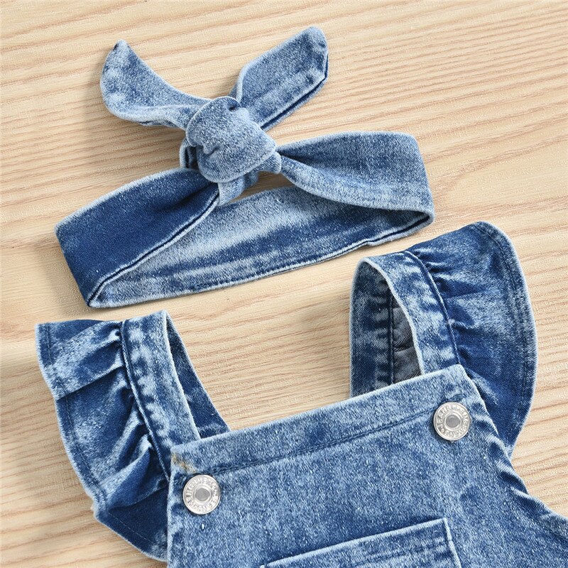 Neugeborenen Baby Sommer Kleidung Kleinkind Kleinkind Kinder Mädchen Jungen Regenbogen Stickerei Strap Denim Strampler Overalls Weiche Casual Outfits