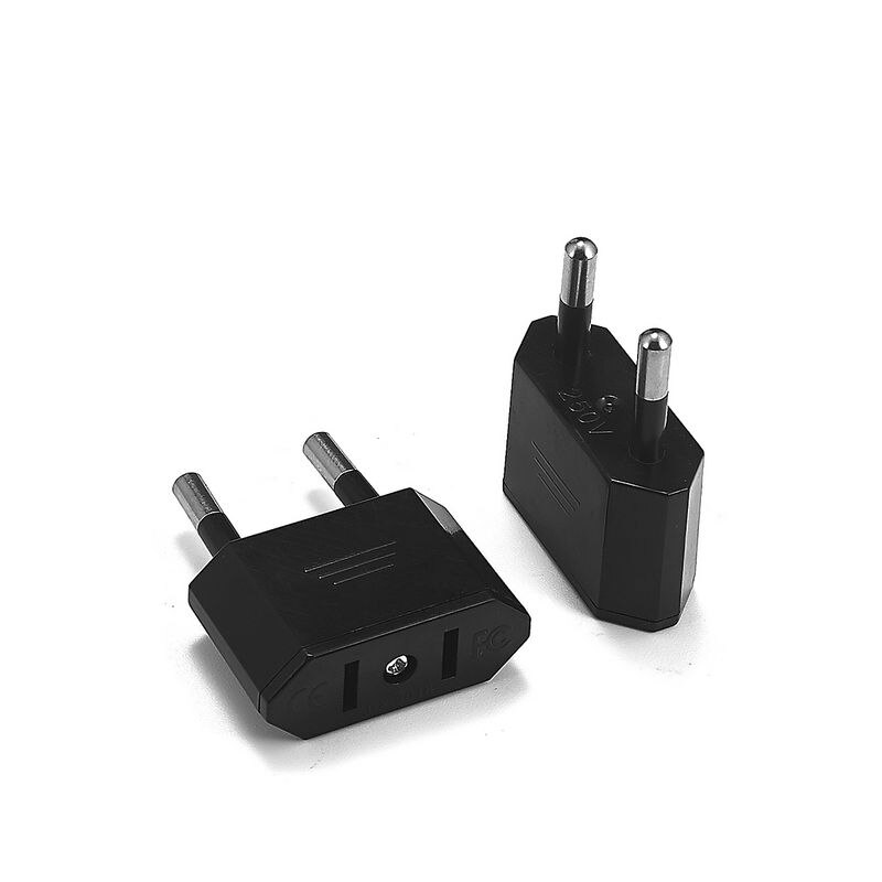 10 stuks eu-stekkeradapters 4.0mm amerikaanse, chinese, japanse naar eu, euro, europese reisstekkerconverter, oplader, stopcontact: Zwart