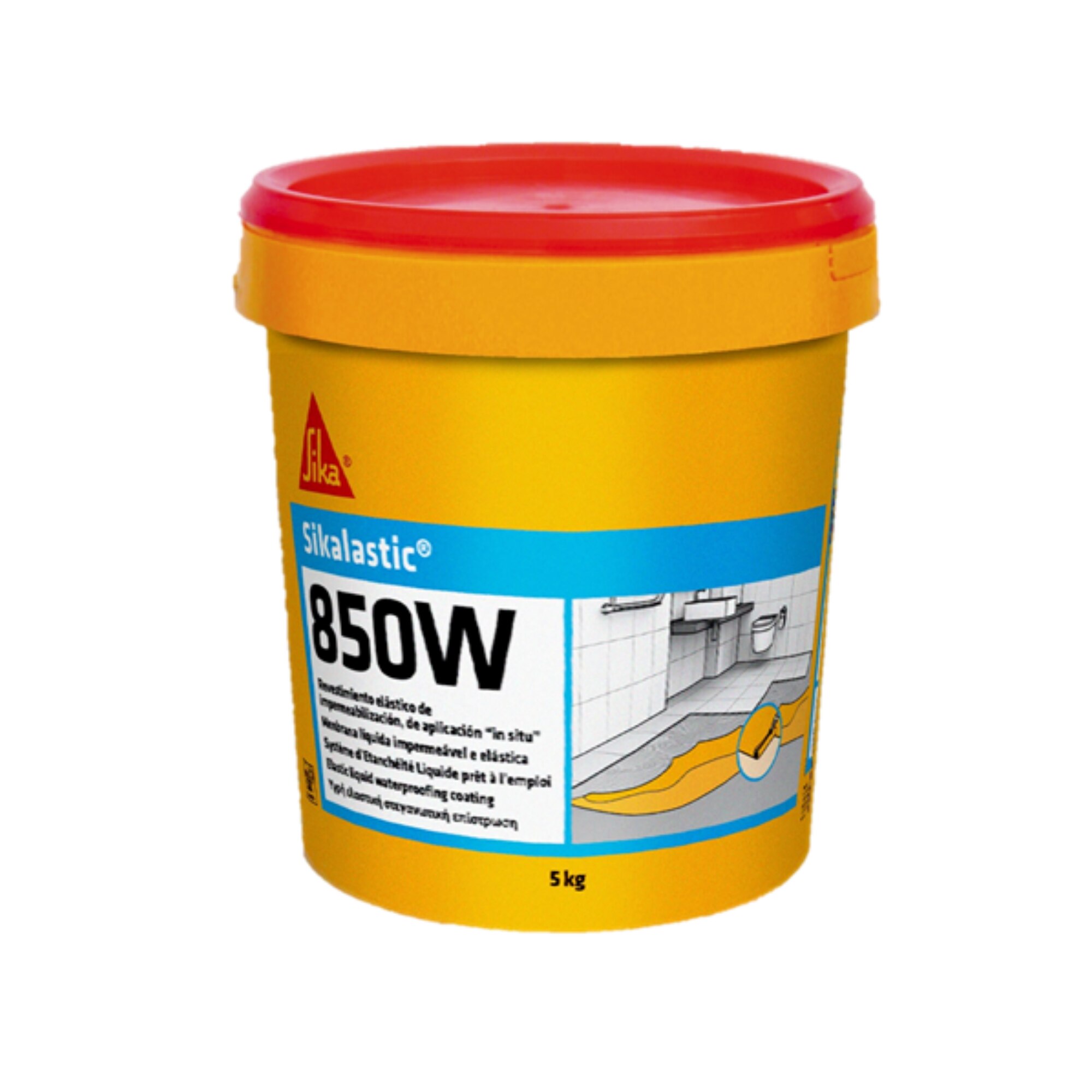 Sikalastic 850W, Revestimiento elástico de impermeabilización, 5kg, Amarillo claro