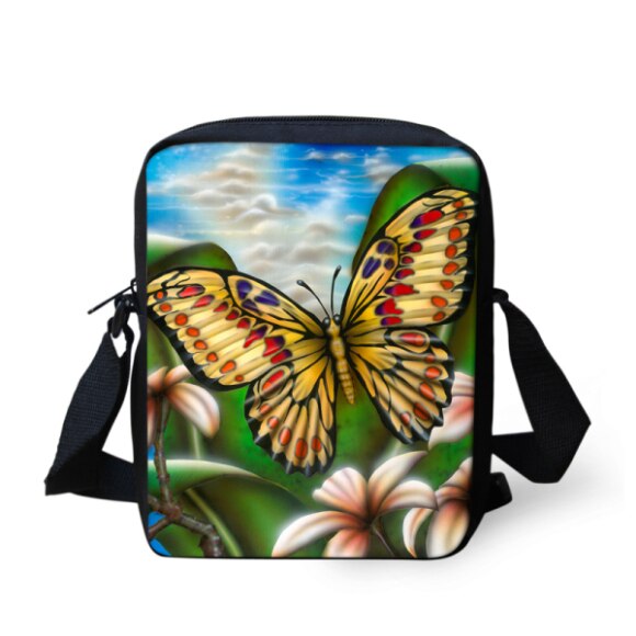 Vlinder Print Vrouwen Messenger Bags Kleine Cross-body Bags Voor Tiener Meisjes Mini Kids Schouder Bolsas Vrouwelijke: Z685E