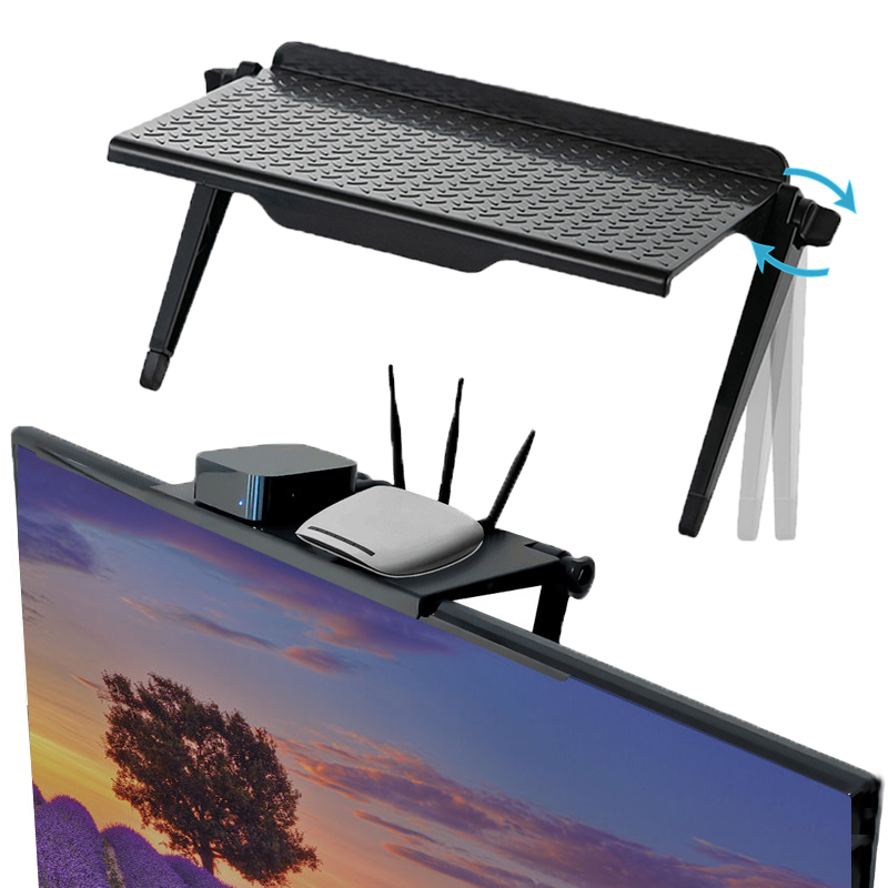 Adjustable TV Screen Top Shelf Rack Holder Computer Monitor Desktop Screen Top Shelf TV Buddy Organizer Home Office Storage Rack