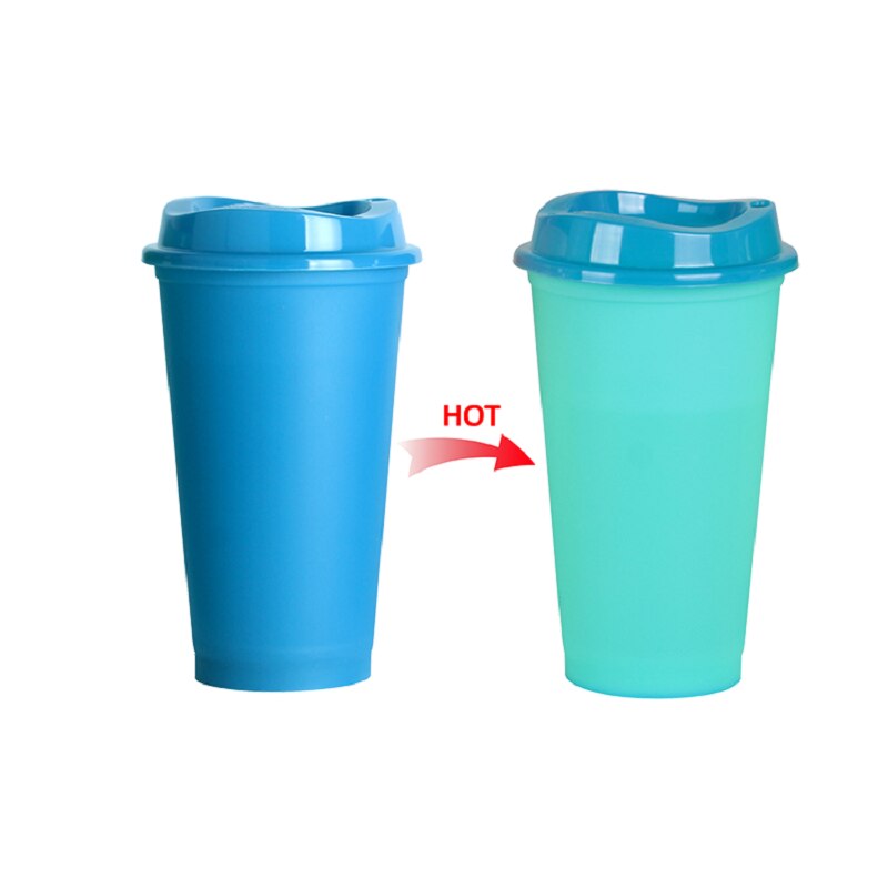 5pcs/set Color Changing To-Go Cups 16OZ color changing reusable plastic cup Magic Tumblers Birthday