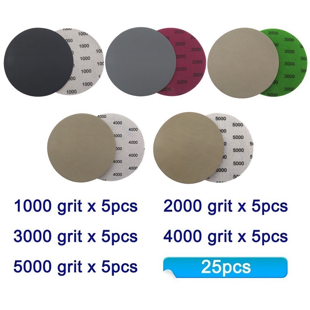 25pcs Abrasives Sanding Discs For Stone 2/3/4/5 Inch Hook And Loop 1000 2000 3000 4000 5000 Grit Sanding Disc