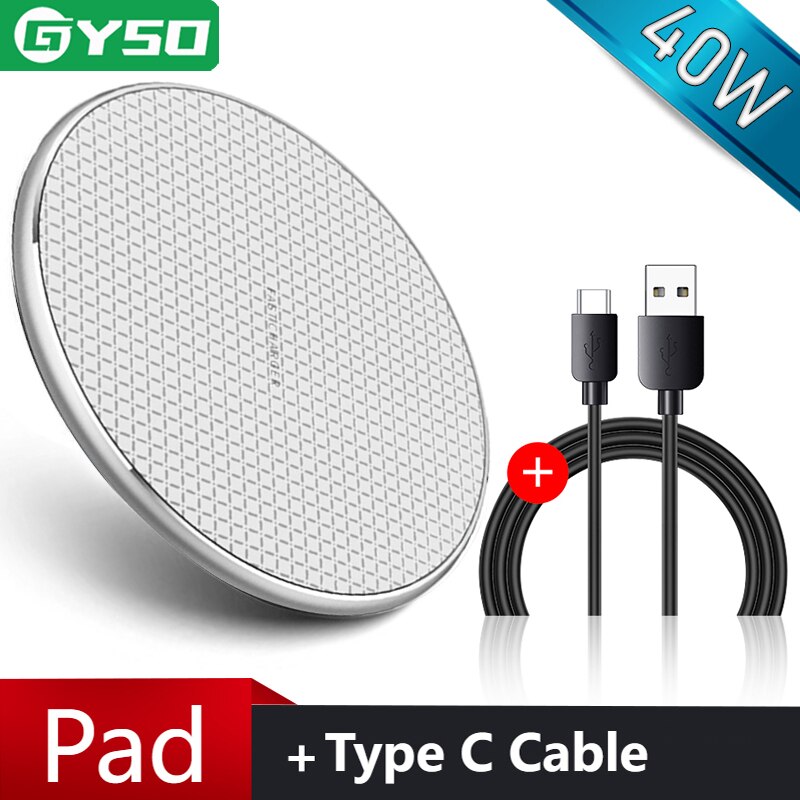 40W Qi Draadloze Oplader Voor Iphone 13 12 11 Pro Xs Max Snelle Wirless Opladen Voor Samsung Xiaomi Huawei telefoon Qi Lader Draadloze: M 10W Sliver