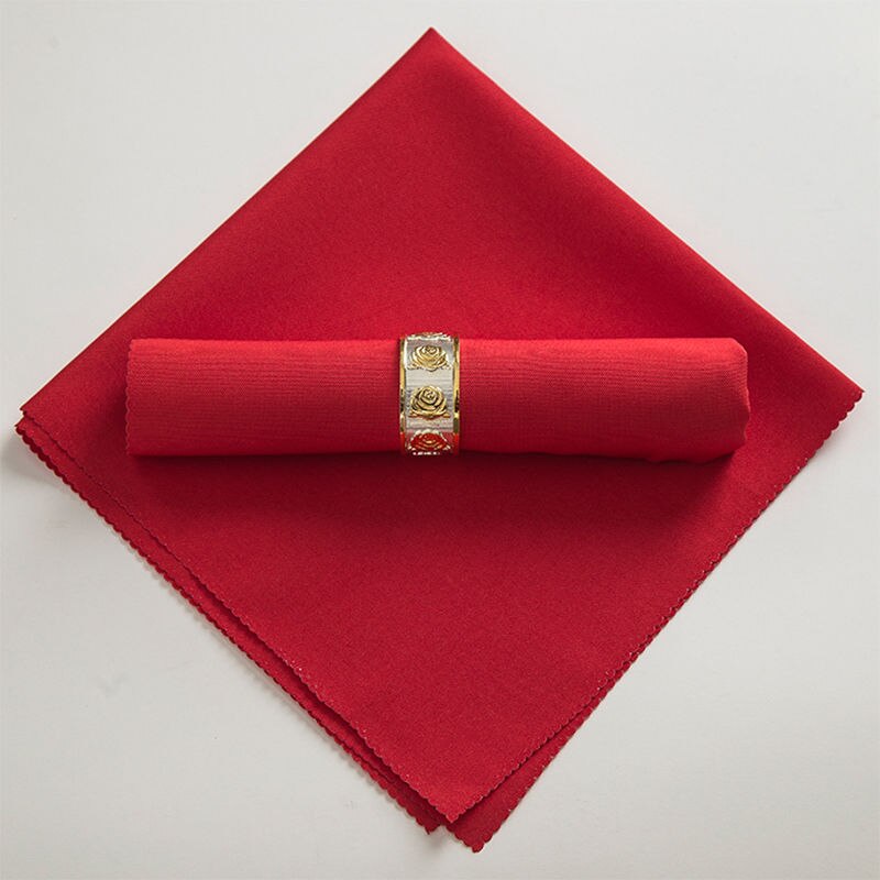50X50Cm Servetten Doek Vierkante Satijnen Stof Servet Zakdoek Voor Bruiloft Verjaardag Thuis Party Hotel Goud geel: Rood