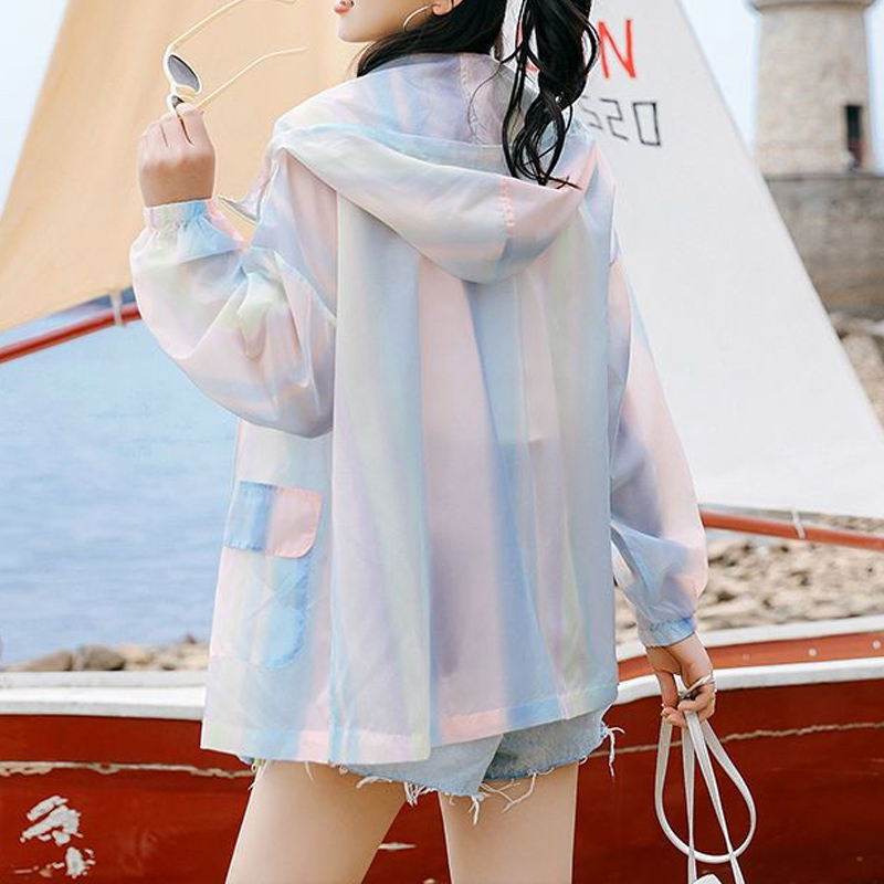 2023 Lente Zomer Capuchon Rits Lange Mouw Dunne Stijl Zonnebrandcrème Kleding Vrouwen Zakken Mode Losse Koreaanse Stijl Jas