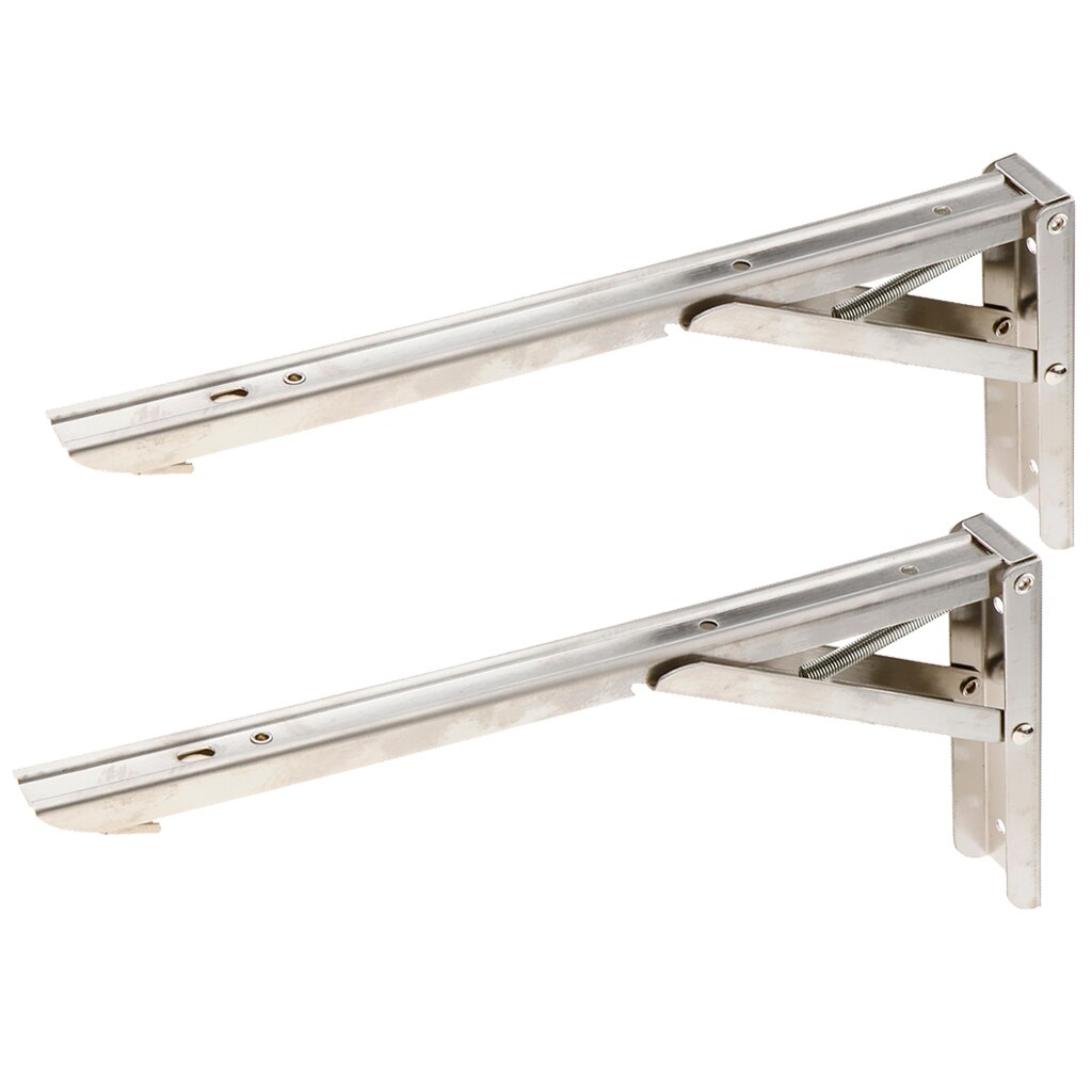 2 Stuks Folding Plank Beugels, Rvs Inklapbare Plank Beugel Voor Tafel Werkbank, Ruimtebesparend Diy Beugel: 12 Inch