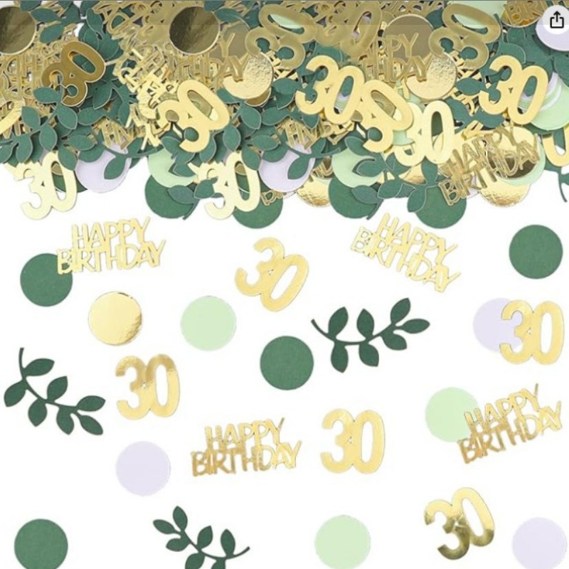 Salviegrønn gull gratulerer med dagen konfetti bursdagsborddekorasjoner strøkonfetti 30th 60th bursdagskake foliekonfettidekor