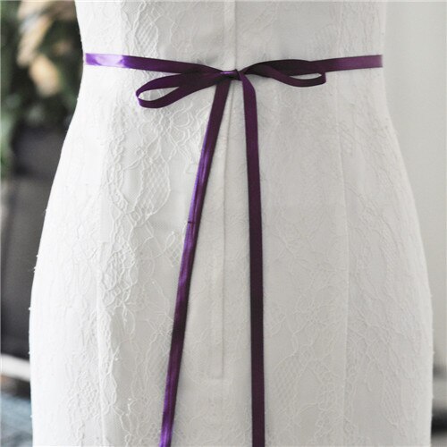Cinto de cristal e pérolas para casamento, elegante, faixa de cristal para meninas, cinto fino para vestido de festa de tarde: purple ribbon