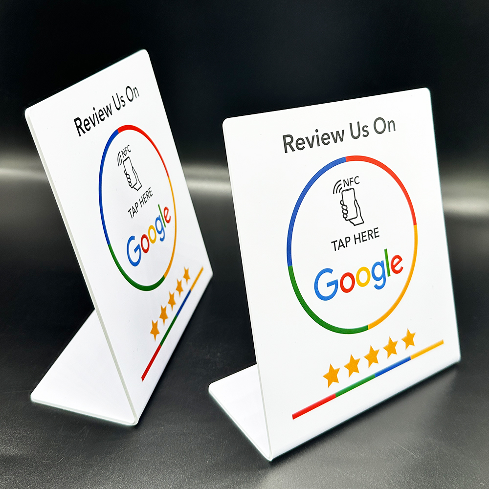 NFC Google Review NFC-Ständer Display Tischdisplay 13,56 MHz NFC-Tap-Kartenständer Reivew us on Google NT/AG215 504Bytes NFC-Ständer