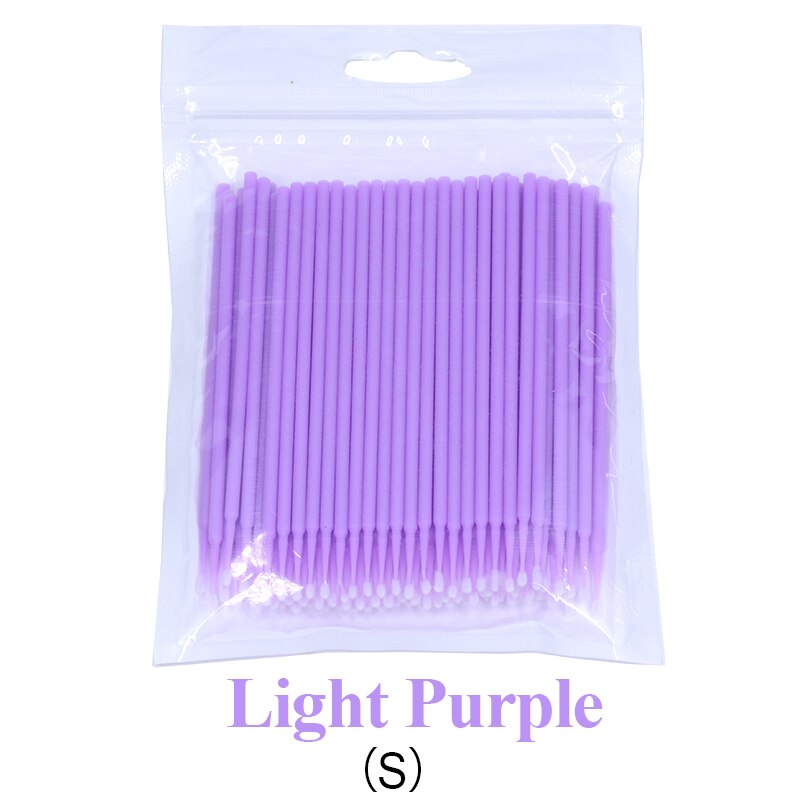 Kekelala 100Pcs/Fles Wimper Extension Wattenstaafjes Lash Lift Lijm Remover Applicators Microblade Make Micro Borstels Tool: 100pcs light purple