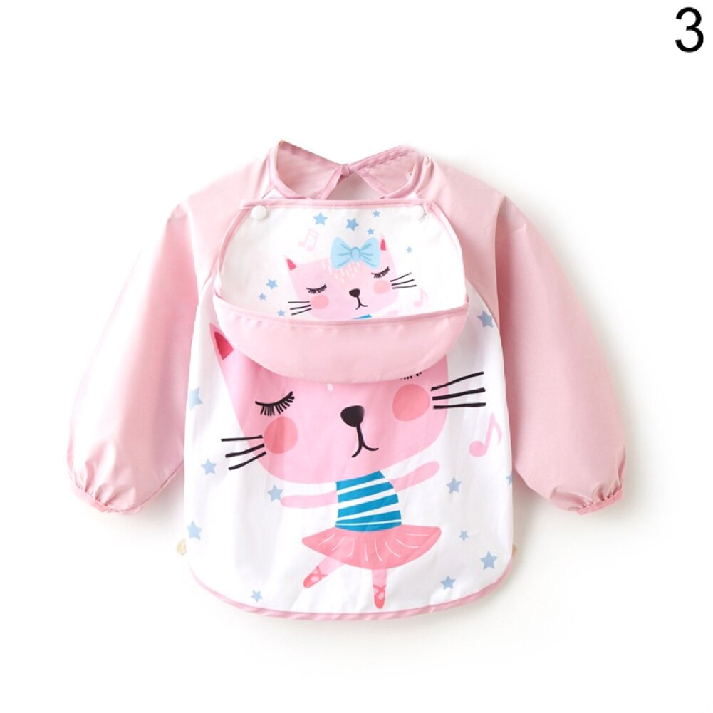 Bebê menino babadores à prova dwaterproof água de manga longa menina babadores crianças pano de arroto infantil alimentação bib com bolso criança avental bata: 3 L