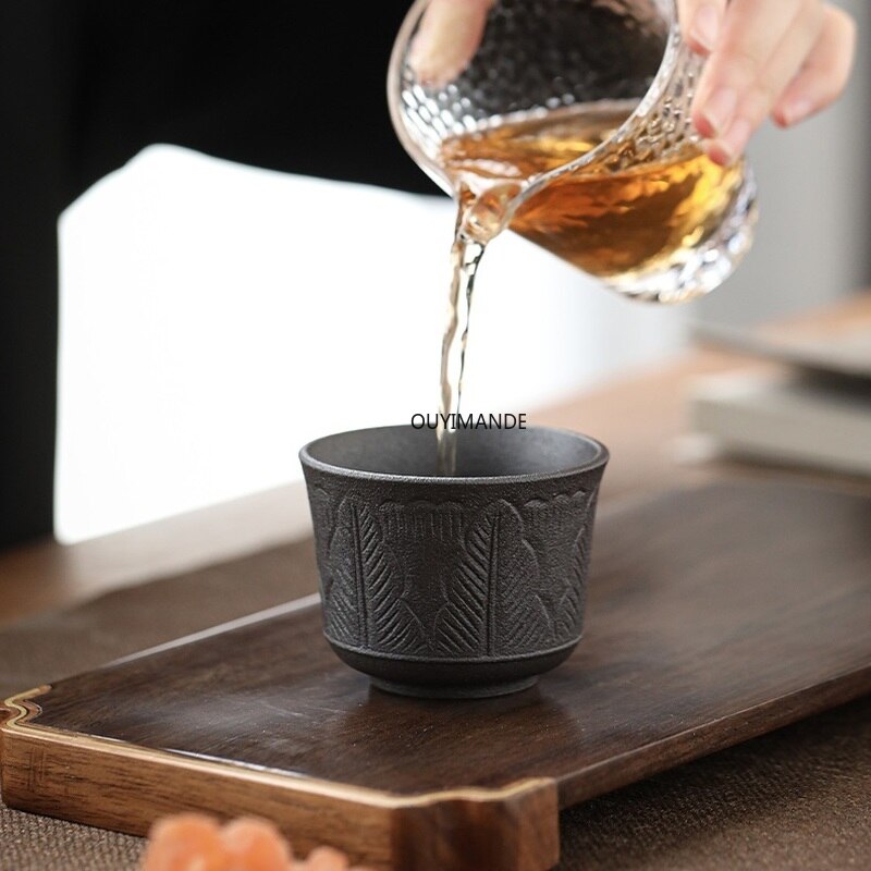 100ml Chinese Retro Style Black Pottery Tea Cup Coffee Cup Mug Chinese Ceramic Tea Set Porcelain