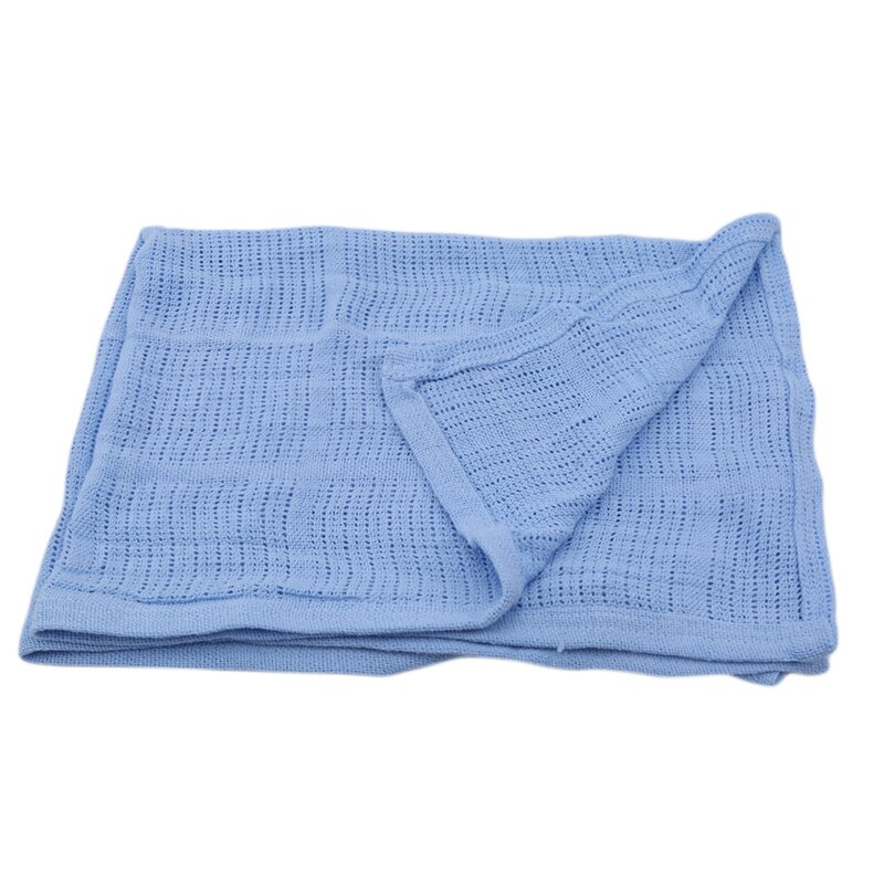 Newborn Baby Blankets Super Soft Cotton Crochet Summer Sleeping Bed Supplies Hole Wrap Air-conditioning blanket for Baby 90*70cm: dark blue