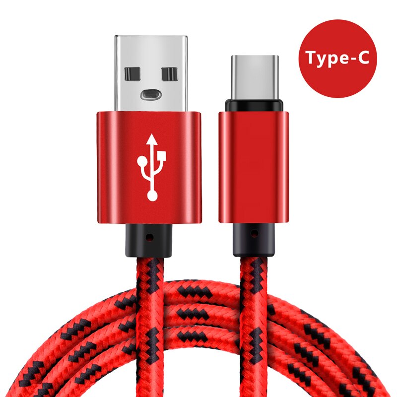 Câble USB type-c 2,4a pour recharge rapide et transfert de données, cordon de chargeur USB-C pour téléphone Samsung S9/S8/Plus/Note 9/8/Huawei P20/Xiaomi mi8: Rouge / 0.25 m
