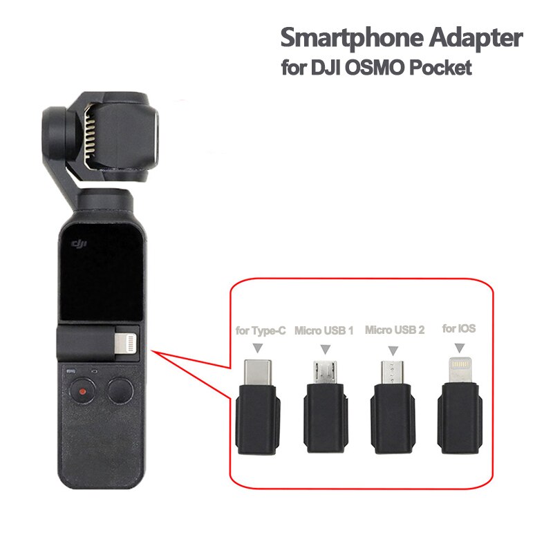 OSMO Pocket DJI adaptador de cámara teléfono conector interfaz Android Micro USB a TYPE-C a IOS convertidor enchufe para DJI OSMO Pocket