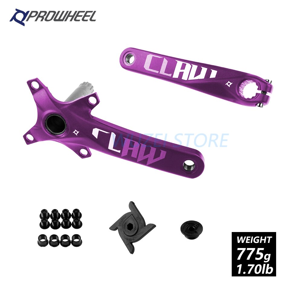 PROWHEEL 104BCD Mountain Bike Crankset Aluminum Alloy With Bottom 170mm 175mm MTB Bicycle Crank With axis 1x11Speed bike parts: Purple 170