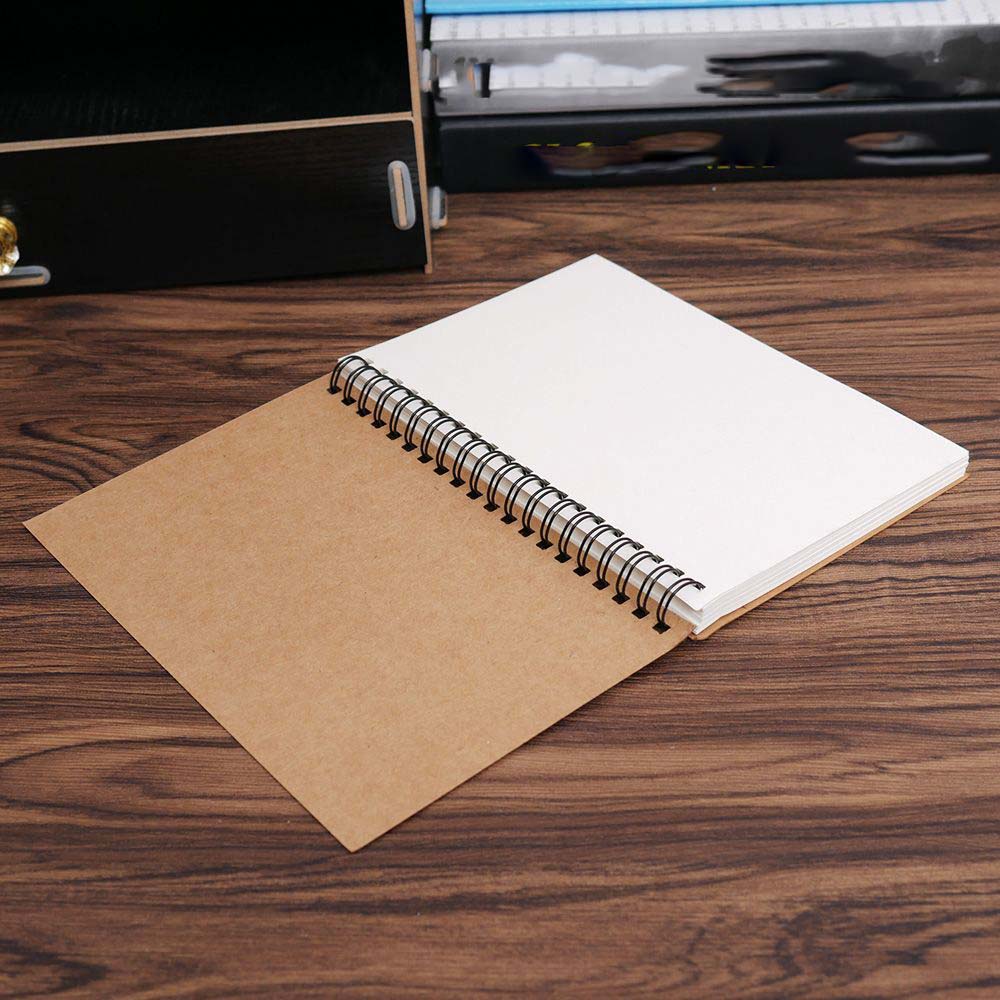 Hård baksida spiralbunden spole skissbok blankpapper kraft skisspapper skolkontorsmaterial