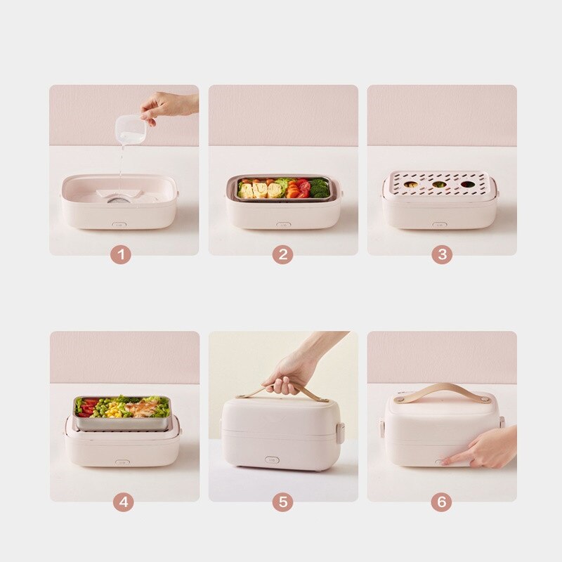 220V 1L/1.3L Mini Portable Electric Rice Cooker Multi Cooker Lunch Meals Steam Heating Box For Travel Office School EU/AU/UK/US