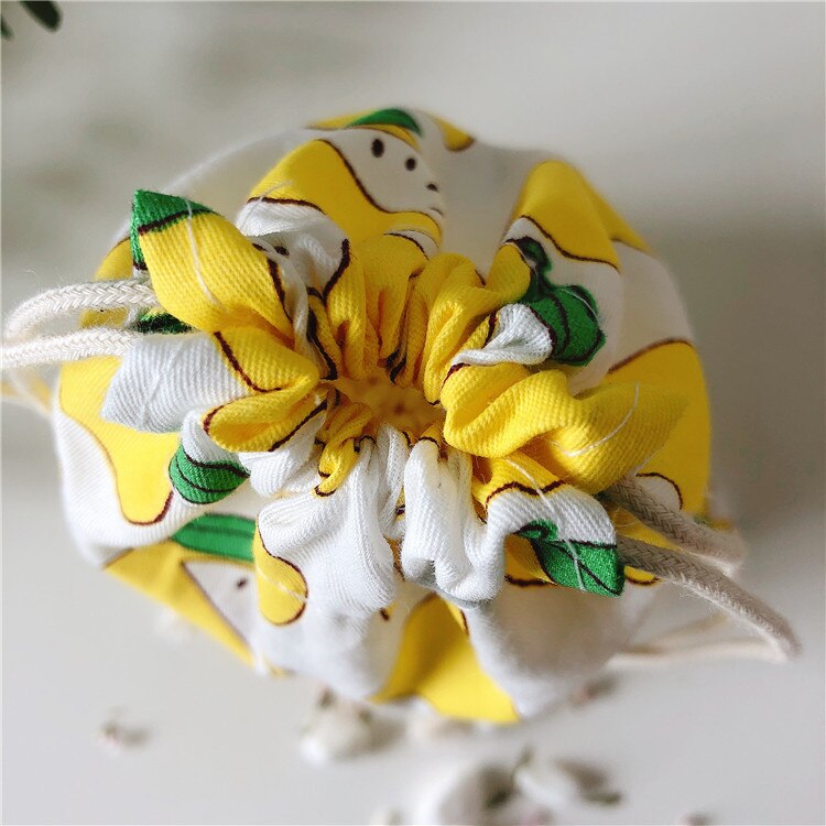 Portable Women Drawstring Bags Handmade Cotton Linen Ladies Storage Package Bag Avocado Small Travel Cloth Pouch