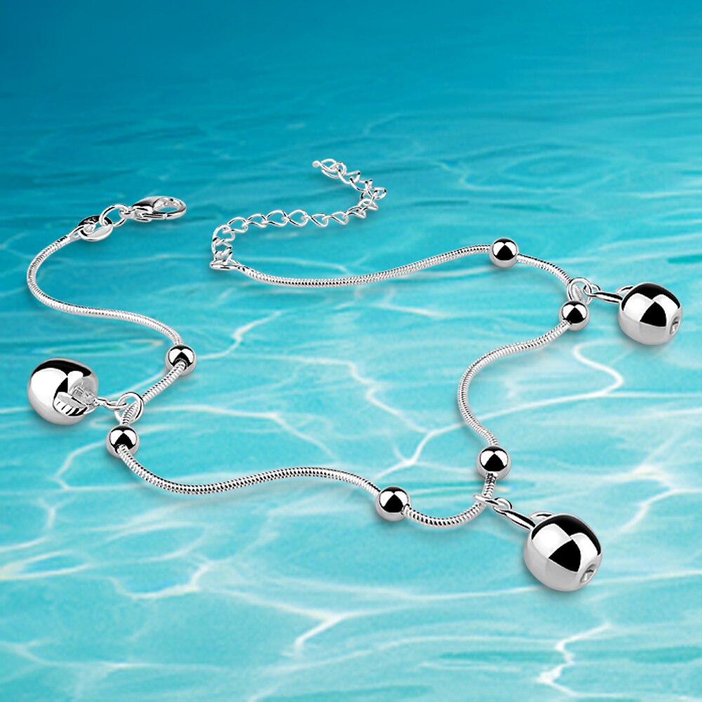 925 Sterling Silver anklets For Women Jewelry foot jewelry anklet barefoot sandals small apple Anklets