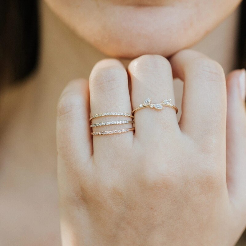 Roxi Minimalisme Drie Blad Kristal Gouden Ringen Voor Vrouwen Zilveren Ringen Sieraden 925 Sterling Zilveren Ringen Ins Trouwringen
