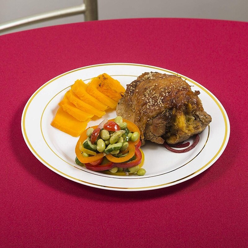 Gold Disposable Plates-Dessert/Appetizer Plates with Gold Rim Real China Look for Weddings, Parties,Catering,Birthday Parties: Default Title