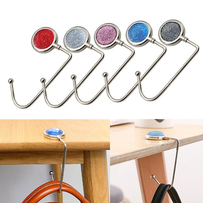 9 Colors Portable Metal Foldable Bag Purse Hook Handbag Hanger Purse Hook Handbag Holder Shell Bag Folding Table Hook 1 Pc